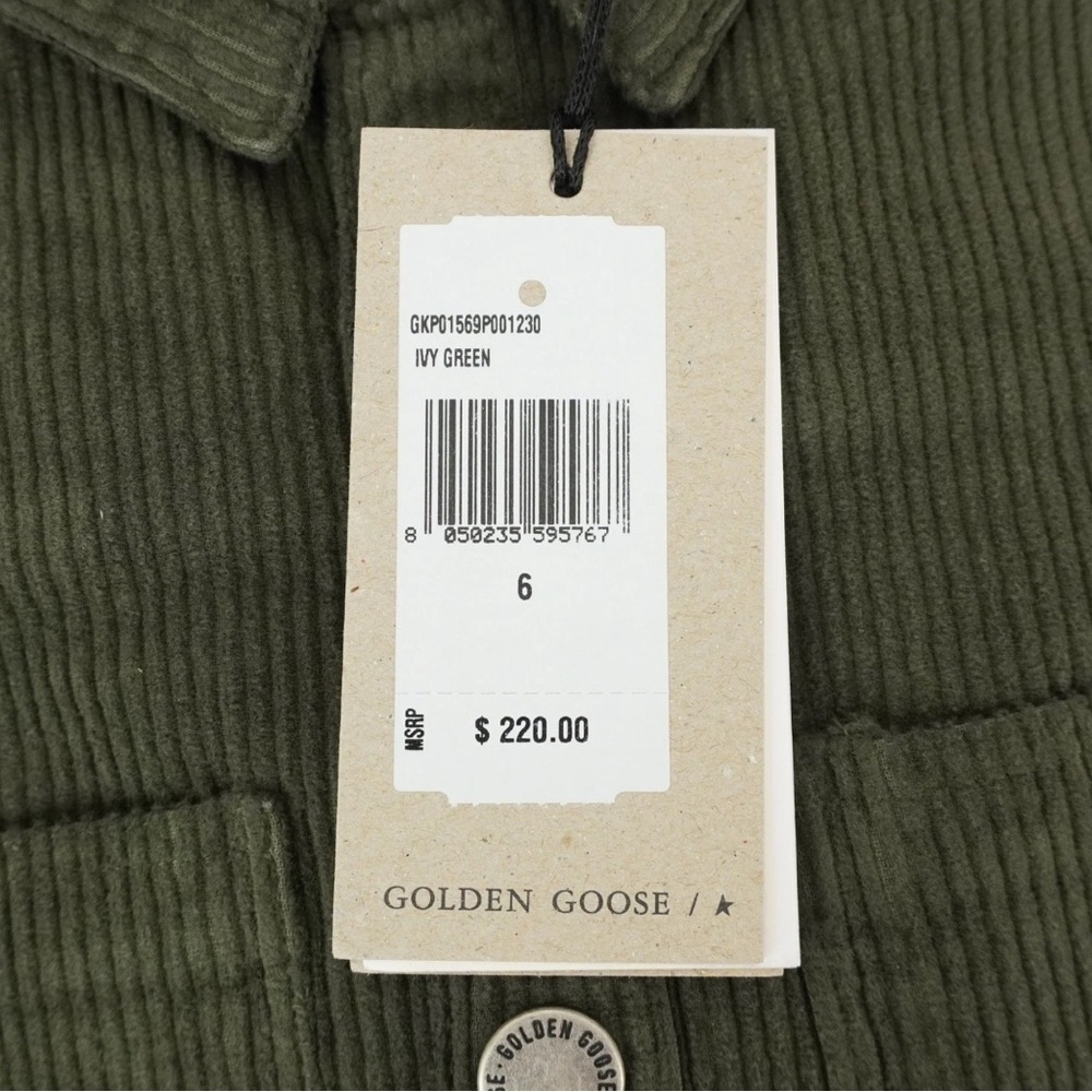 NWT [Golden Goose] Green Long-Sleeve Button-Up Embroidered Corduroy Shirt Kids 6 - Picture 10 of 12